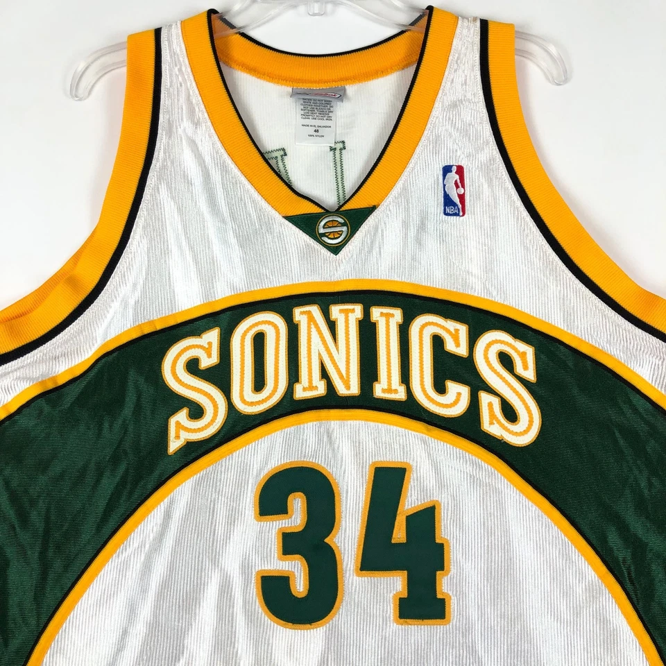 Vintage Seattle Sonics Ray Allen Jersey Mens 48 White Stitched Reebok - Image 2 of 4
