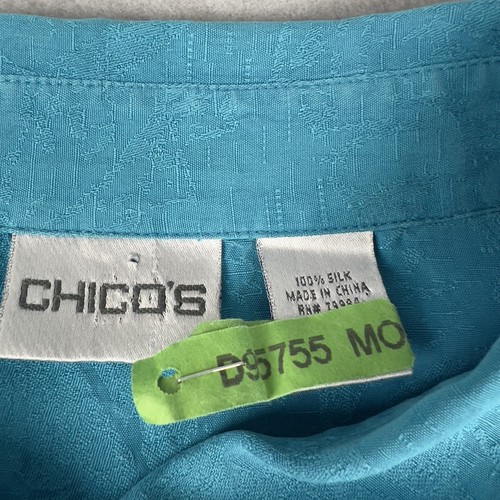Chico’s 100 % Seide türkis Hemd Rollriegel Ärmel Knopfleiste Damen 3 (XL/16) - Bild 6 von 13