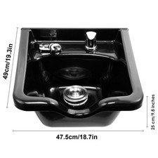 Black ABS Plastic Shampoo Bowl Sink Barber Shop Beauty Spa Salon Hair Equipment