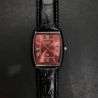 Vintage Seiko Slim Quartz Red Face Black Strap Japanese 30MM Men's Watch H34
