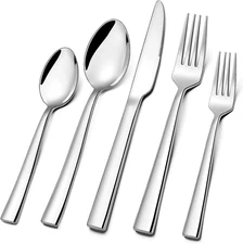 Silverware Set for 2,  10-Piece Stainless Steel Flatware Cutlery Set, Square Edg