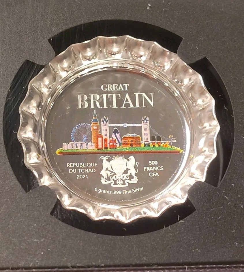 Chad. 2021, 500 Francs, Silver - NGC PF70 - Bottle Cap