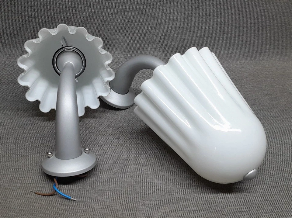 Paire d'appliques vintage FANTOME en verre et métal design 80 - Photo 4/4