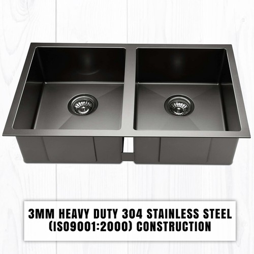 Handmade Black Sink 304 Stainless Steel Nano Kitchen Laundry Basin Heavy Duty - Picture 67 of 85