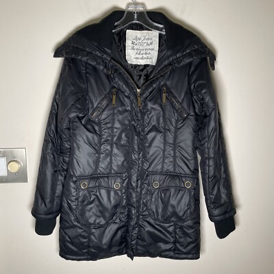 Pepe Jeans 1973 Puffer Jacket Vintage Women s  Vegan Poly Filled Black M RARE