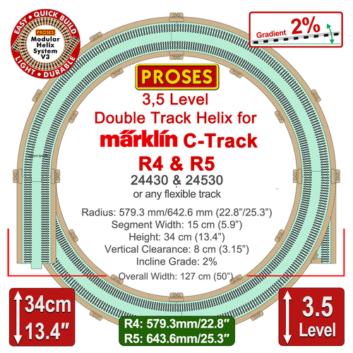 Hélice de doble vía Proses 3,5 niveles para Marklin C-Track R4/R5 (gradiente %2) - Imagen 2 de 5