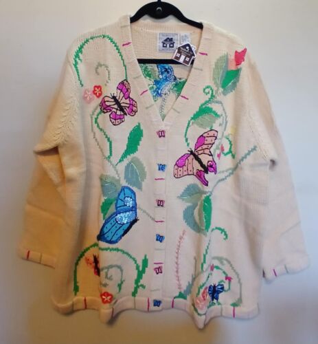 Storybook Knits Ladies Plus Size 2X Butterfly Cardigan NWT