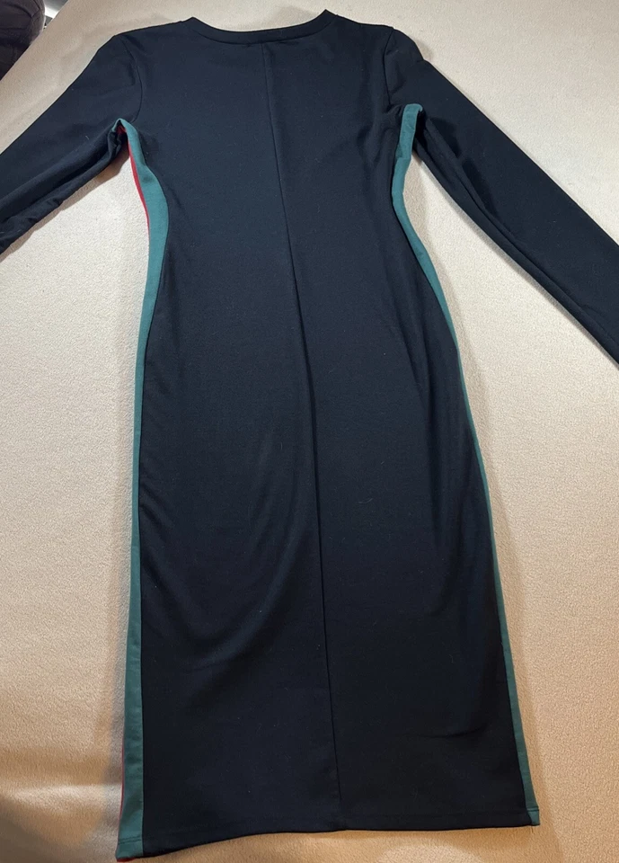 Zara Trafaluc 连衣裙女式 M 条纹红色绿色弹力紧身修身性感 — 第 2/4 张图片