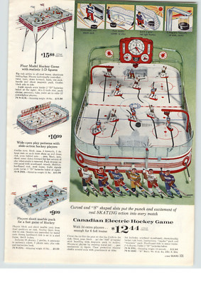 1963 PAPER AD Canadian Electric Hockey Game 3-D Floor Model Magnetic Puck