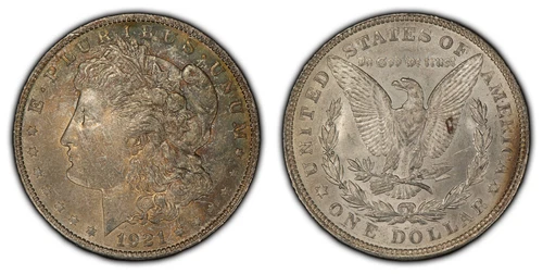 1921 $1 Morgan Silver Dollar - Neon Rainbow Toning - BU - SKU-D2699