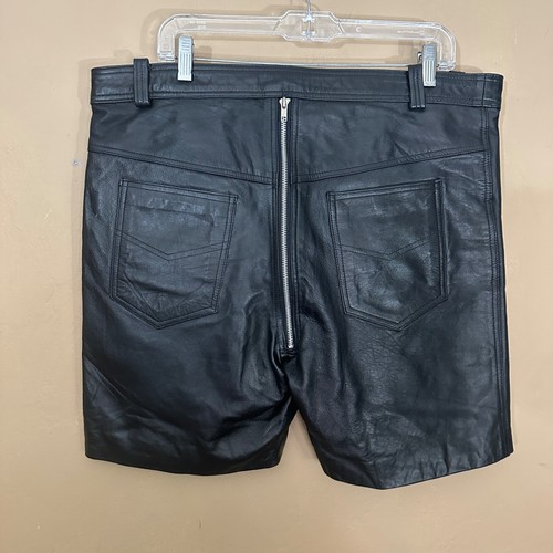 Pantalones Cortos de Cuero con Cordones de Fútbol 40" Cintura 7.5" Entrepierna Suavemente Usados Cremallera Trasera - Imagen 3 de 4
