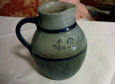 Gres De La Roche Small Stoneware Creamer 1900-1950's Decorated by Jos Kalb RARE