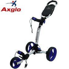 AXGLO 2026 TRILITE 3 WHEELED GOLF PUSH TROLLEY +FREE ACCESSORY PACK - WHITE/BLUE