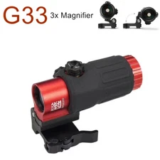 G33 Tactical 3X Magnifier Sight with QD Side Airsoft for Red Dot Sight-Red