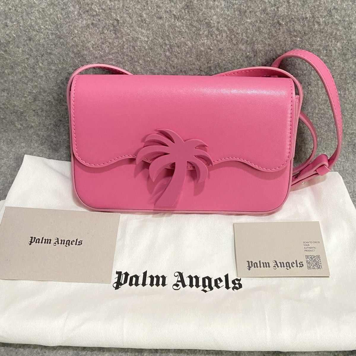 Palm Angels Palm Bridge ビスコースビーチバッグ NWT $1250 Palm Angles Beach Bridge Flap Palm Buckle Box Calf