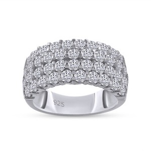 Authentic 2 ct Natural Diamond Unique 4 Row Wedding Band Ring 925 Sterling Silver