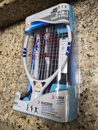 EA SPORTS 3-IN-1 Sports Pack Baseball Bat Tennis Racket & Golf Club Black NEW - Picture 2 of 4
