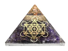 Amethyst Orgone Pyramid - Metatron Cube
