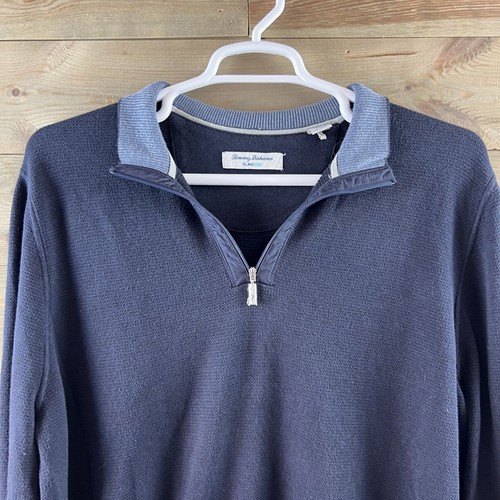 Tommy Bahama Island Zone Mens Sweater 1/4 Zip Pullover Coolmax Blue Size XXL - Picture 2 of 12