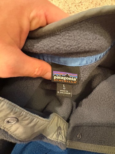 Patagonia Synchilla Snap T Fleece Jacket Blue/Grey Youth Large (12) - Picture 2 of 2
