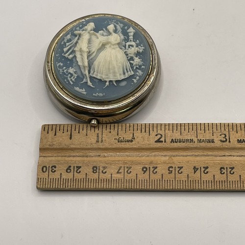 Vintage silberfarbene viktorianische Themenpillendose mit 3 Fächern - Bild 10 von 11