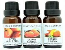 3 Oil Set Apple Jack Peel, Orange Satsuma, Orange Blossom 1/2oz Crazy Candles