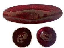 SimplyDesignz Ruby Red Serving Bowl 17" and 2 Dipping Bowls