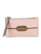 Fendi Card Coin Case Wallet Key Ring Rose Pink Leather Slim NWT