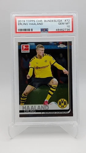 2019 Topps Chrome Bundesliga Erling Haaland PSA 10 RC Rookie #72