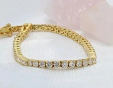 Thanksgiving High Quality 14K Yellow Gold 5.90Ct Natural Diamond Tennis Bracelet