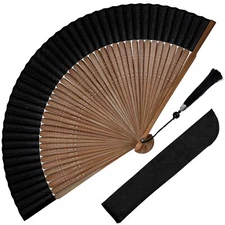Grevosea Folding Hand Fan, Hand Fans for Women Foldable Nylon-Cloth Bamboo Vi...