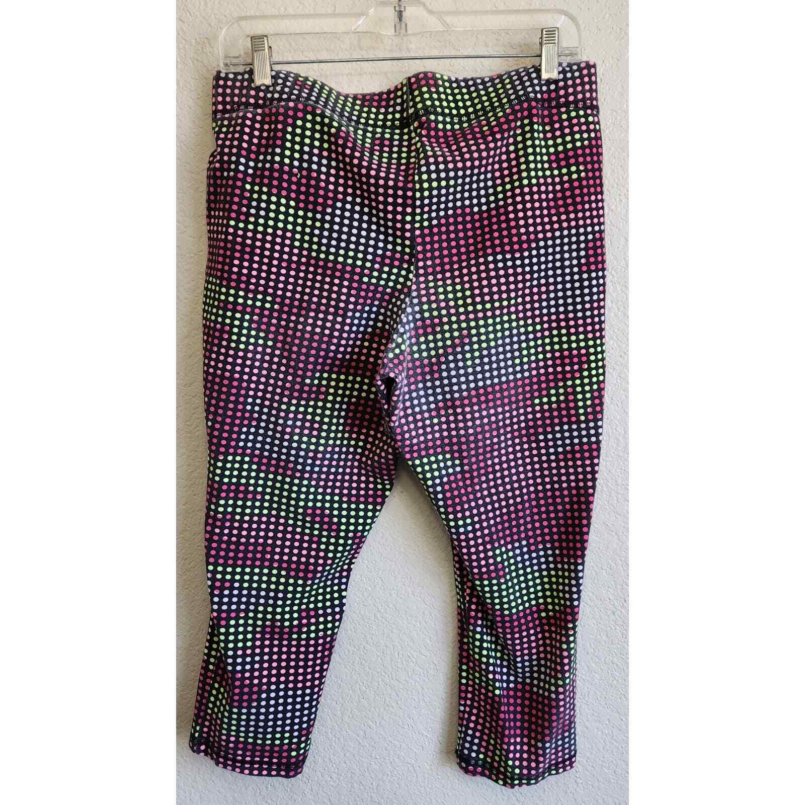 Livi Active Purple Green Polka Dot Cropped Yoga Pants 14 16 Lightweight