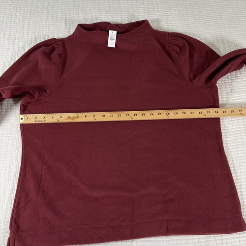 Talbots Womens Top Sweater 2X Burgundy Funnel Neck Puff Sleeves Athleisure NWT - Picture 9 of 12