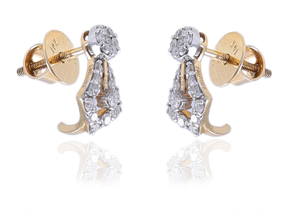 Boucles D'oreilles Diamants 18K Or - Pave 0,58 Carats - Rond Brillant (Neuf Avec étiquettes)