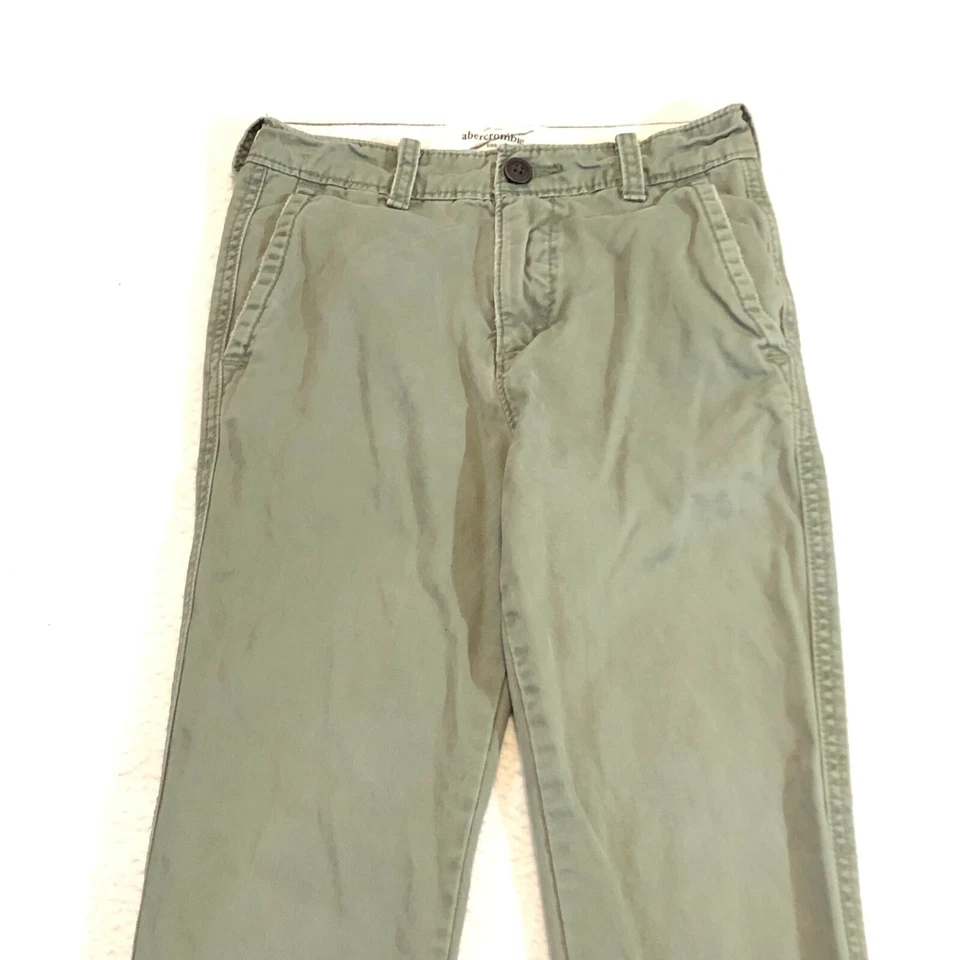 Брюки детские Abercrombie молодежный размер 10 - прямые штанины 100% хлопок светло-зеленые - Изображение 2 из 4