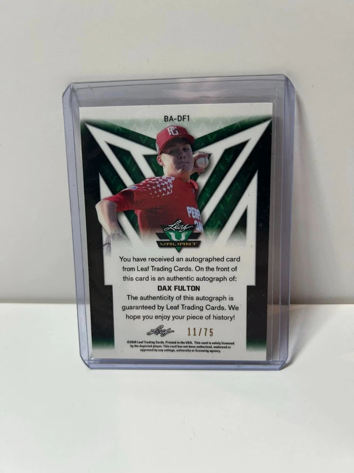 2020 Leaf Valiant - Dax Fulton ORANGE Rookie Auto /75 - Image 2 of 2