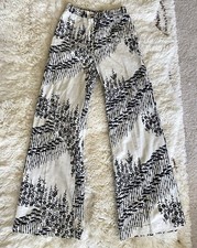 Vintage 60s 70s Flare Bell Bottom Pants Boho Hippie Groovy Wide Leg Linen 25"