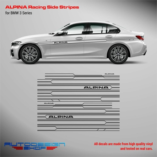 FITS BMW 3-SERIES Alpina E46 Pin Style Side Stripes Graphic Decal Stickers & M3 £32.50 - UK FITS BMW 3-SERIES Alpina E46 Pin Style Side Stripes Graphic Decal Stickers & M3 £32.50 - UK