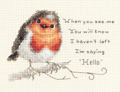 ROBIN 'Saying HELLO' poem, Counted cross stitch kit, Loss, Grief, Love, Hope