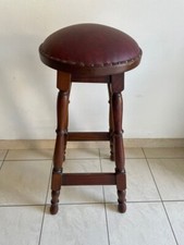 Sgabello in legno da pub con seduta in ecopelle bordeaux
