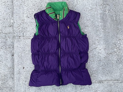 Ralph Lauren Girl Kid Vest Reversible Green/ Purple Sleeveless Jacket Sz L 12-14 - Picture 6 of 11