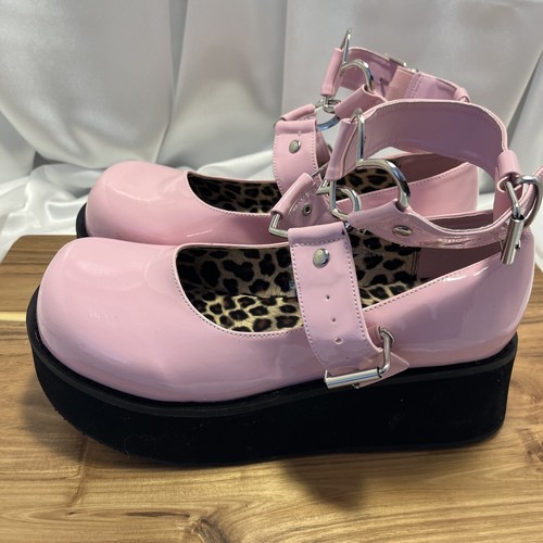 DEMONIA Sprite 02 Pink Patent MaryJane Shoes Sz 9 - NEW - Picture 4 of 9