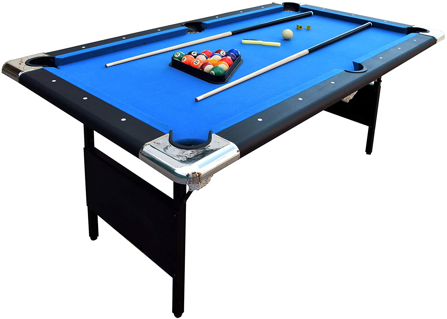 Portable 6Ft Pool Table with Easy Folding, Includes Balls, Cues, Chalk