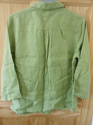Chemisier/tunique Edina Ronay En Lin Vert - Taille UK 12, Manches 3/4, Volants, Occasion Très Bon état