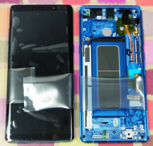 GENUINE BLUE SAMSUNG SM-N950F GALAXY NOTE 8 SCREEN AMOLED 2k LCD FRAME DISPLAY - Picture 1 of 1