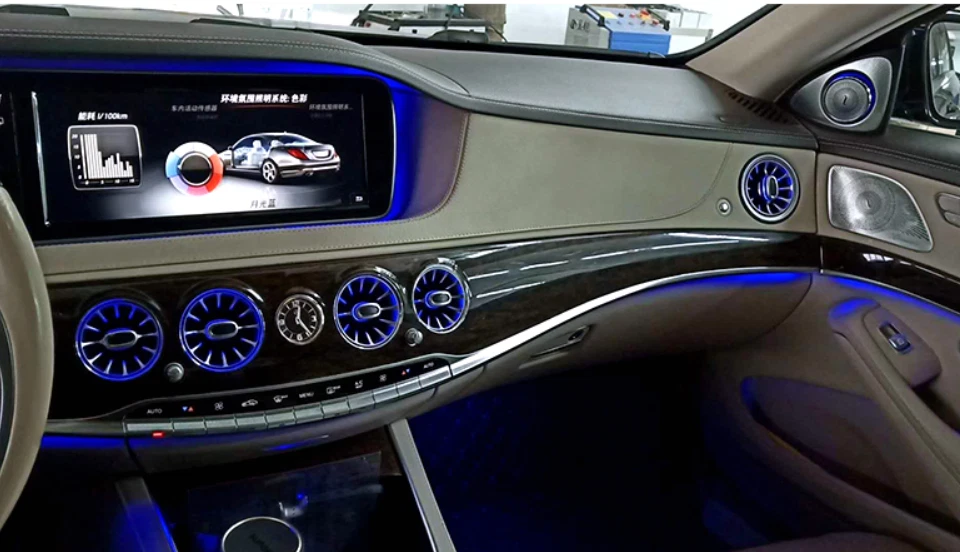 Salida de luz ambiental interior 64 colores ventilación aire para Mercedes-Benz Clase S W222 Foto 4 de 4