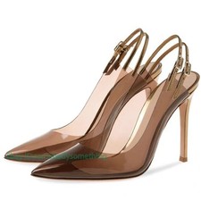 Scarpe donna colori misti PVC trasparente punta slingback tacco alto stiletto S