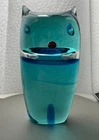 Antonio da Ros for Cenedese Murano Owl Cat Solid Sommerso Art Glass Italy 1960s