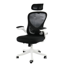 Elama High Back Adjustable Mesh and Fabric Office Chair in White and Black with
