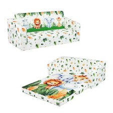 Decalsweet Foldable Kids Sofa,Double Seat 2 in 1 Flip Open Kids Sofa Bed with